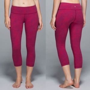 Lululemon Wunder Under Crop II in Space Dye Bumble Berry Flaming Tomato Size 8